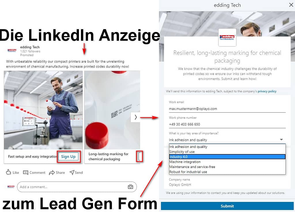 LinkedIn Lead Gen Formular